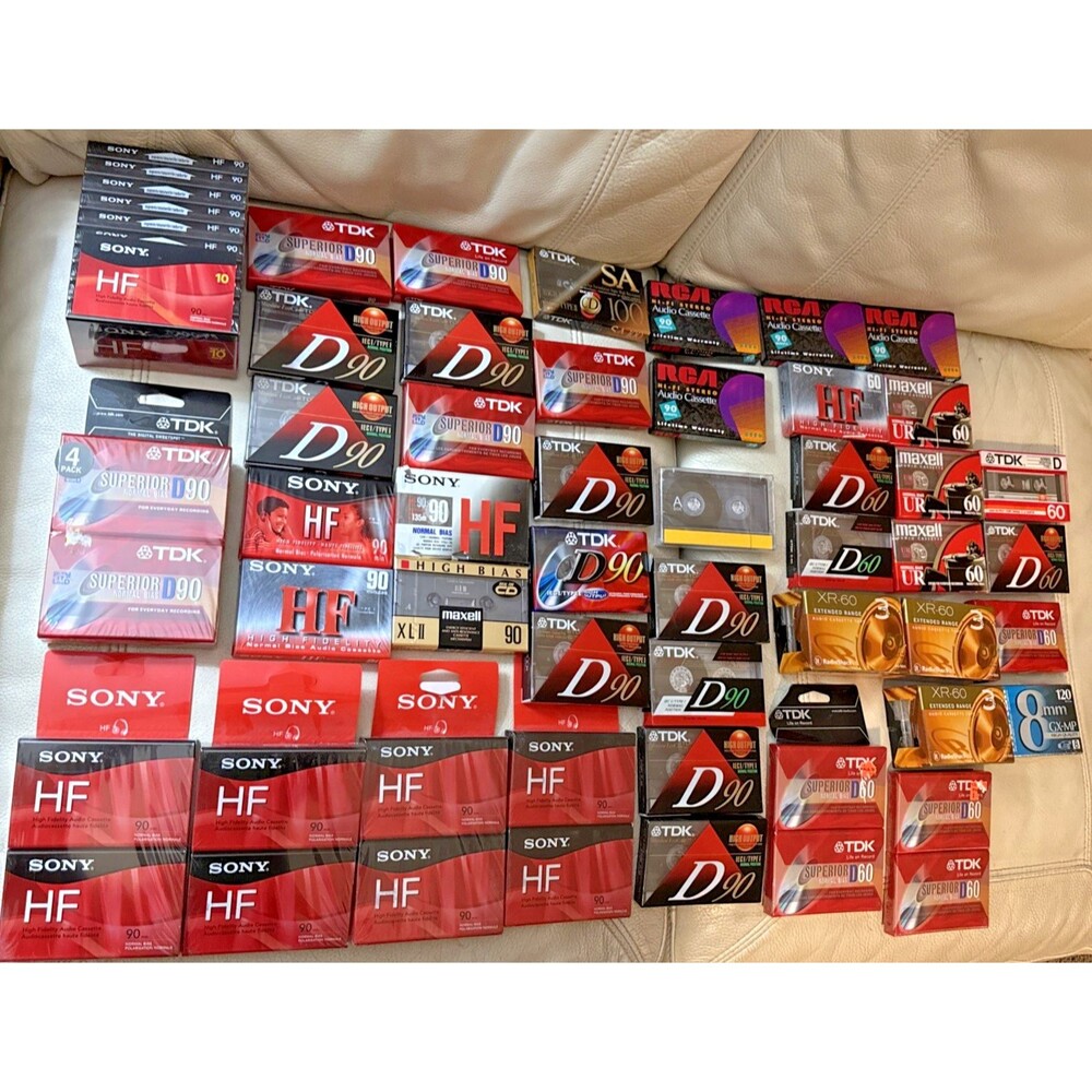 Blank Audio Cassette Tapes TDK Maxell Sony Etc. Lot Of 69 Blank Factory Sealed